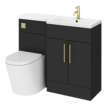Arezzo 1100 Matt Black Combination Furniture Pack (Brushed Brass Flush & Handles)