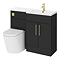 Arezzo 1100 Matt Black Combination Furniture Pack (Brushed Brass Flush & Handles)