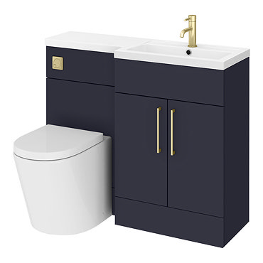 Arezzo 1100 Matt Blue Combination Furniture Pack (Brushed Brass Flush & Handles)  Profile Large Imag