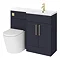 Arezzo 1100 RH Matt Blue Combination Furniture Pack (Brushed Brass Flush & Handles) Large Image