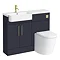 Arezzo 1100 Matt Blue Semi-Recessed Round Combination Vanity Unit (Brushed Brass Flush & Handles)  N