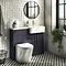 Arezzo 1100 RH Matt Blue Semi-Recessed Round Combination Vanity Unit (Brushed Brass Flush & Handles)