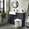 Arezzo 1100 Matt Blue Semi-Recessed Round Combination Vanity Unit (Matt Black Flush & Handles) Large