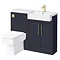 Arezzo 1100 Matt Blue Semi-Recessed Square Combination Vanity Unit (Brushed Brass Flush & Handles) L