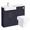 Arezzo 1100 LH Matt Blue Semi-Recessed Square Combination Vanity Unit (Brushed Brass Flush & Handles