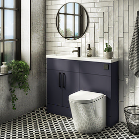 Arezzo 1100 Matt Blue Slimline Combination Vanity Unit (Matt Black Flush & Handles) Large Image