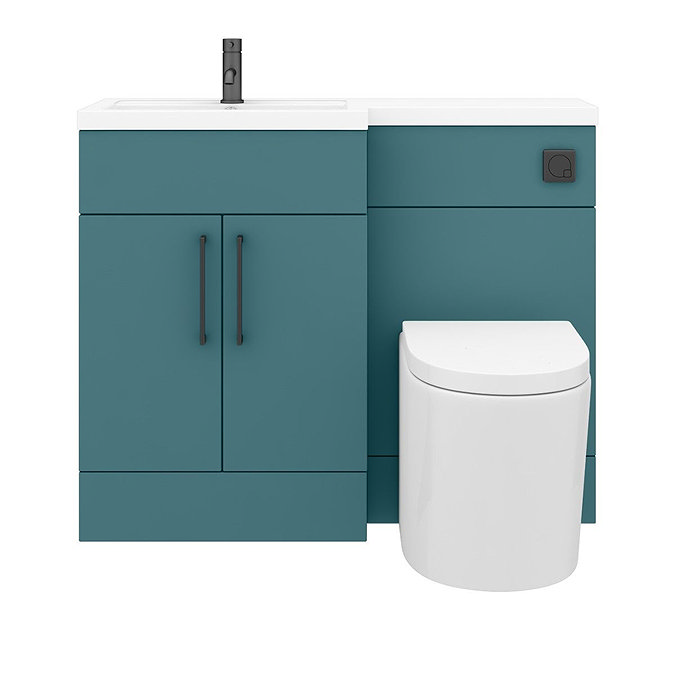 Arezzo 1100 Matt Green Combination Furniture Pack (Matt Black Flush & Handles) Newest Large Image