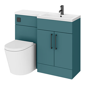 Arezzo 1100 RH Matt Green Combination Furniture Pack (Matt Black Flush & Handles) Large Image