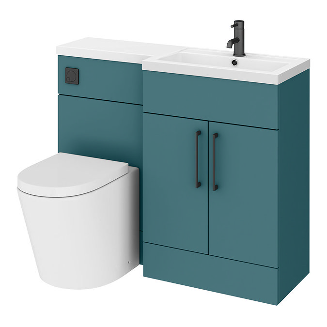 Arezzo 1100 RH Matt Green Combination Furniture Pack (Matt Black Flush & Handles) Large Image
