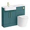 Arezzo 1100 Matt Green Semi-Recessed Round Combination Vanity Unit (Brushed Brass Flush & Handles)  