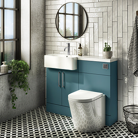 Arezzo 1100 Matt Green Semi-Recessed Round Combination Vanity Unit (Chrome Flush & Handles) Large Im