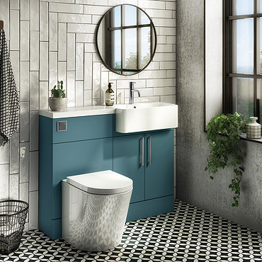 Arezzo 1100 Matt Green Semi-Recessed Round Combination Vanity Unit (Chrome Flush & Handles)  Profile