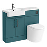 Arezzo 1100 Matt Green Semi-Recessed Round Combination Vanity Unit (Matt Black Flush & Handles) New