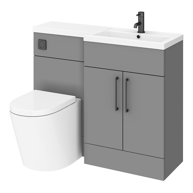 Arezzo 1100 RH Matt Grey Combination Furniture Pack (Matt Black Flush & Handles) Large Image