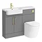 Arezzo 1100 Matt Grey Semi-Recessed Round Combination Vanity Unit (Brushed Brass Flush & Handles)  N