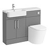 Arezzo 1100 Matt Grey Semi-Recessed Round Combination Vanity Unit (Chrome Flush & Handles)  Newest L