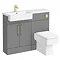 Arezzo 1100 LH Matt Grey Semi-Recessed Square Combination Vanity Unit (Brushed Brass Flush & Handles