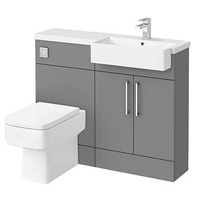 Arezzo 1100 Matt Grey Semi-Arezzo 1100 Matt Grey Semi-Recessed Square Combination Vanity Unit (Chrom