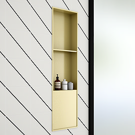 Arezzo 1100 x 305 Shower Niche with Shelf - Brushed Brass
