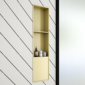 Arezzo 1100 x 305 Shower Niche with Shelf - Brushed Brass