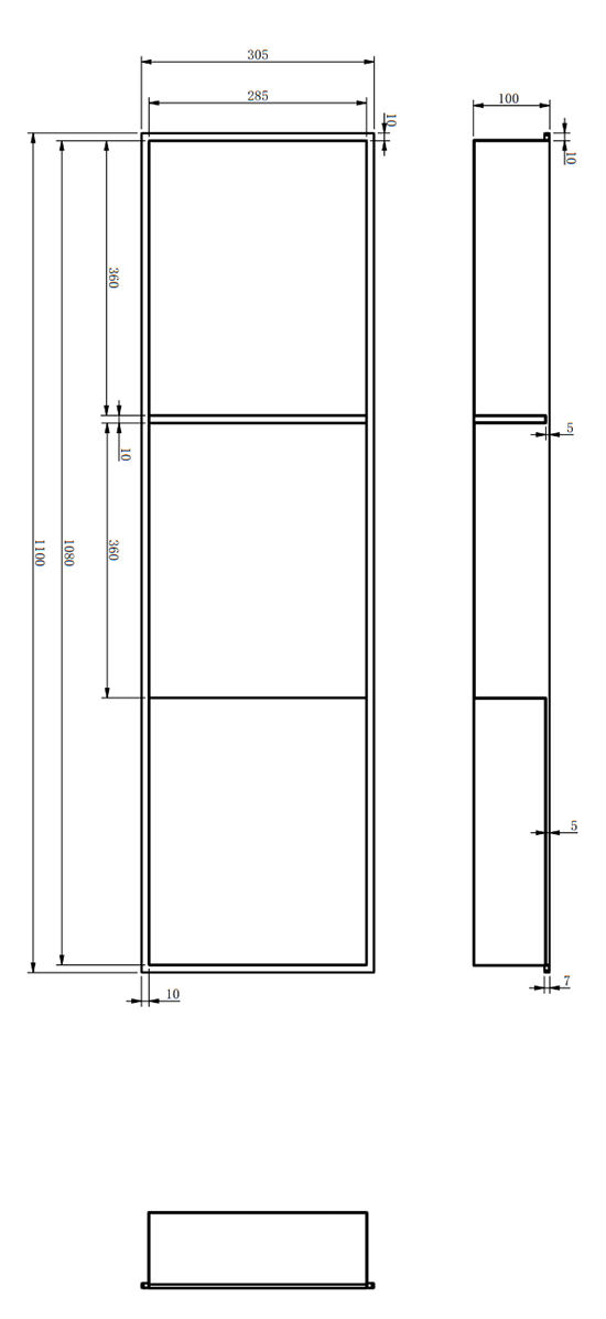 Arezzo 1100 x 305 Shower Niche with Shelf - Brushed Steel