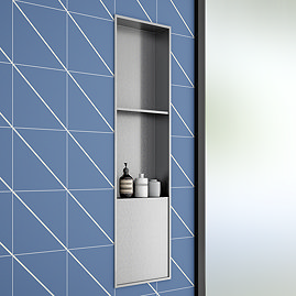 Arezzo 1100 x 305 Shower Niche with Shelf - Brushed Steel