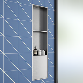 Arezzo 1100 x 305 Shower Niche with Shelf - Brushed Steel