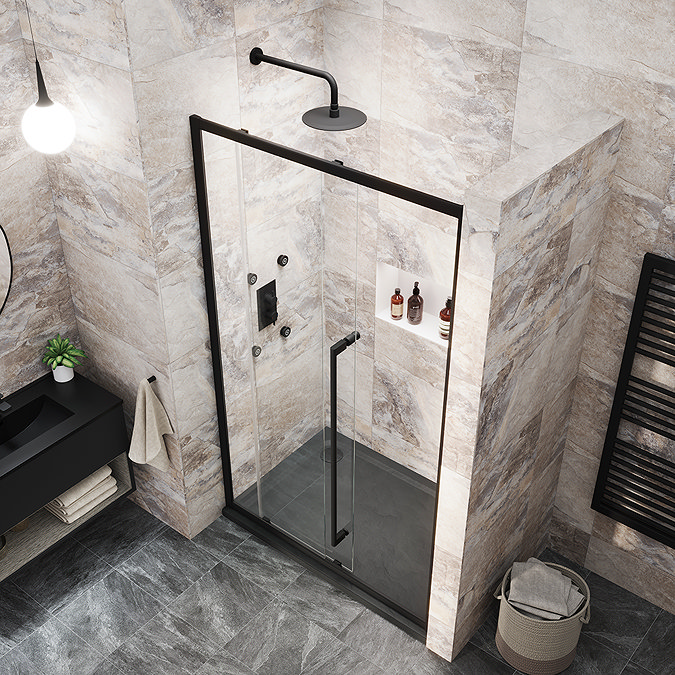 Arezzo 1200 x 1950 Soft Closing Sliding Shower Door - Matt Black