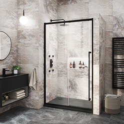 Arezzo 1200 x 1950 Soft Closing Sliding Shower Door - Matt Black