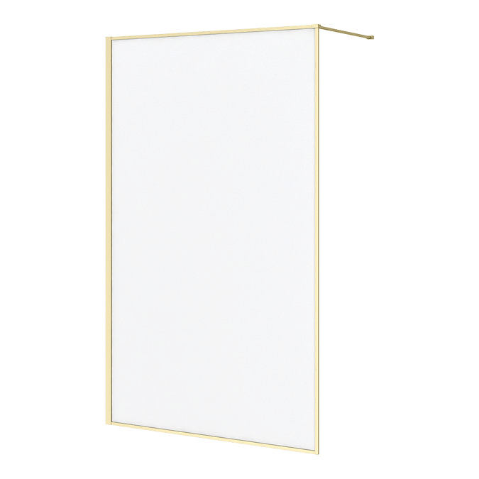 Arezzo 1200 x 2000 Brushed Brass Slim Frame Frosted Glass Wetroom Screen