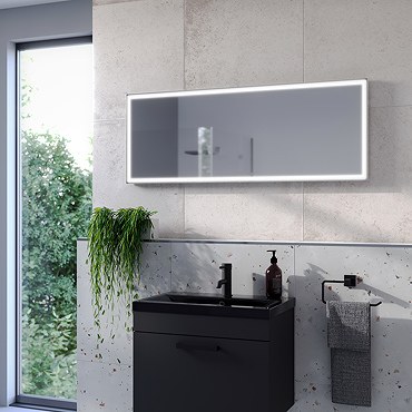 Arezzo 1200 x 450 Brushed Silver LED Universal Mirror with Motion Sensor and Anti-Fog