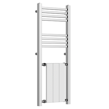Arezzo 1200 x 485 Framed Modern Column Radiator - Chrome & White