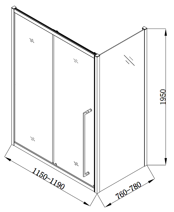 Arezzo 1200 x 800 Soft Closing Sliding Shower Door Enclosure - Brushed Brass