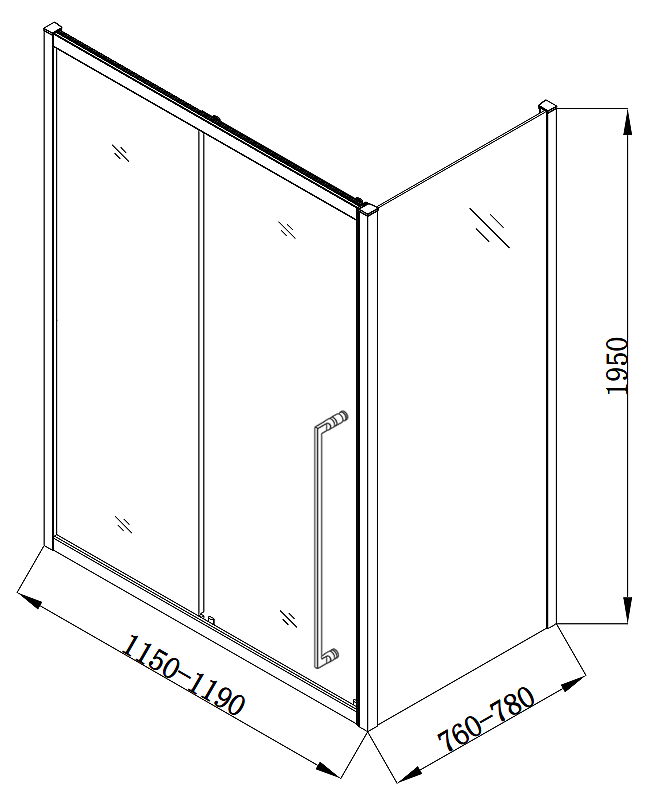 Arezzo 1200 x 800 Soft Closing Sliding Shower Door Enclosure - Matt Black