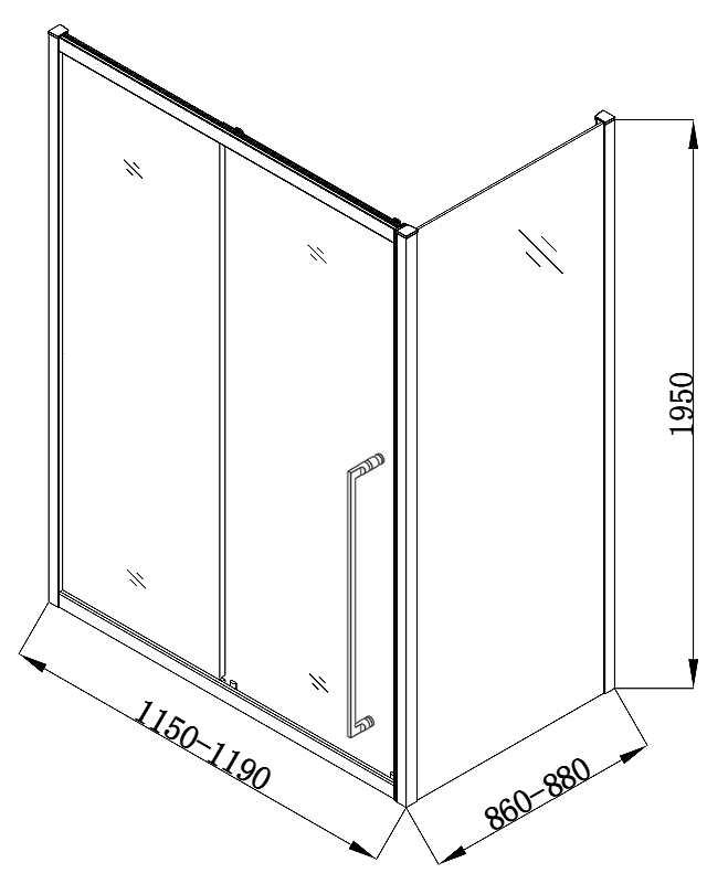 Arezzo 1200 x 900 Soft Closing Sliding Shower Door Enclosure - Brushed Brass