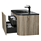 Arezzo 1200mm Slatted Light Oak Wall Mounted Curved Vanity Unit with Matt Black Basin