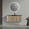 Arezzo 1200mm Slatted Light Oak Wall Mounted Curved Vanity Unit with Matt Black Basin