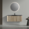 Arezzo 1200mm Slatted Light Oak Wall Mounted Curved Vanity Unit with Matt Black Basin