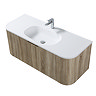 Arezzo 1200mm Slatted Light Oak Wall Mounted Curved Vanity Unit with Matt White Basin