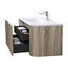Arezzo 1200mm Slatted Light Oak Wall Mounted Curved Vanity Unit with Matt White Basin