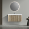 Arezzo 1200mm Slatted Light Oak Wall Mounted Curved Vanity Unit with Matt White Basin