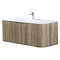 Arezzo 1200mm Slatted Light Oak Wall Mounted Curved Vanity Unit with Matt White Basin