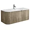 Arezzo 1200mm Slatted Light Oak Wall Mounted Curved Vanity Unit with Matt White Basin