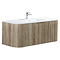 Arezzo 1200mm Slatted Light Oak Wall Mounted Curved Vanity Unit with Matt White Basin