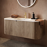 Arezzo 1200mm Slatted Light Oak Wall Mounted Curved Vanity Unit with Matt White Basin