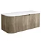 Arezzo 1200mm Slatted Light Oak Wall Mounted Curved Vanity Unit with Matt White Countertop