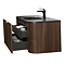 Arezzo 1200mm Slatted Walnut Wall Mounted Curved Vanity Unit with Matt Black Basin