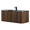 Arezzo 1200mm Slatted Walnut Wall Mounted Curved Vanity Unit with Matt Black Basin