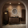 Arezzo 1200mm Slatted Walnut Wall Mounted Curved Vanity Unit with Matt Black Basin