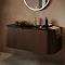Arezzo 1200mm Slatted Walnut Wall Mounted Curved Vanity Unit with Matt Black Basin